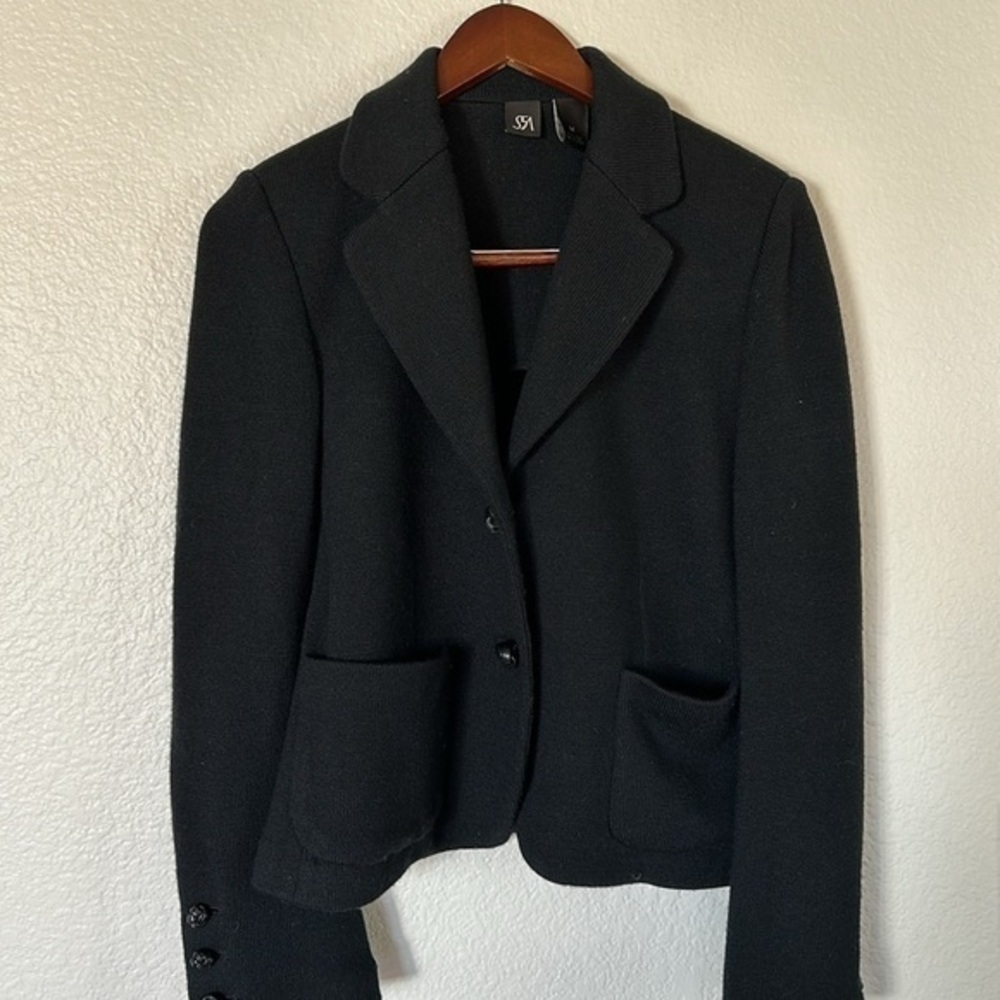 Saks Fifth Avenue black wool medium 2 button jacket sweater
